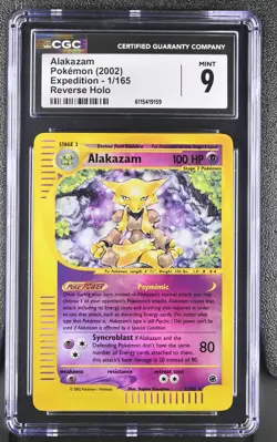 CGC 9 MINT Alakazam 2002 Expedition 1/165 Reverse Holo Pokemon Card - Image 1