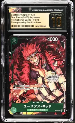 CGC 10 PRISTINE JAPANESE ONE PIECE 2022 "CAPTAIN" KID P-003 HAMPIONSHIP NR5 - Image 1