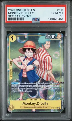 One Piece Monkey D Luffy OP10-111 Learn Together Set Sail Event Promo PSA 10 - Image 1
