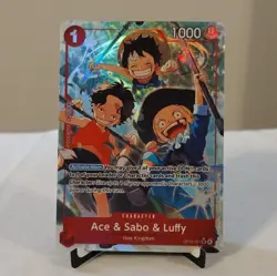 Namco Ace & Sabo & Luffy Alt Art Super Rare Foil OP13-007 Carrying on His Will … - Image 1