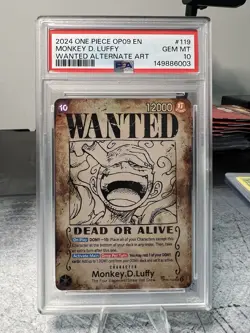 2024 One Piece OP09 EN Wanted Alternate Art #119 Monkey D Luffy PSA 10 - Image 1