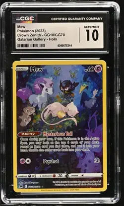 2023 Pokemon SWSH Crown Zenith Mew Galarian Gallery #GG10/GG70 CGC 10 - Image 1