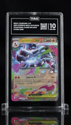Mega Charizard X ex 013/094: Phantasmal Flames - TAG 10 - Low Pop 50 Pokemon TCG - Image 1