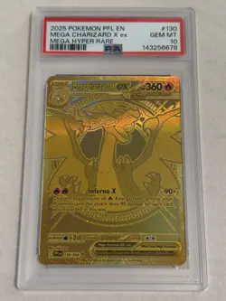 2025 POKEMON PFL EN-PHANTASMAL FLAMES MEGA HYPER RARE MEGA CHARIZARD X EX PSA 10 - Image 3