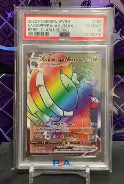 2020 Pokemon Rebel Clash- 199/192 Copperrajah Vmax Secret Rare Rainbow PSA 10 - Image 1
