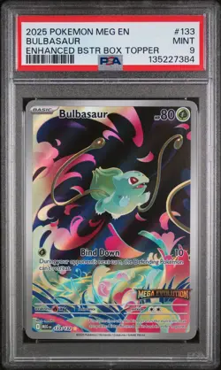Bulbasaur Enhanced Booster Box Topper Pokemon Mega Evolution 133/132 PSA 9 - Image 1