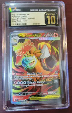 CGC 10 PRISTINE POKEMON MEG EN-MEGA EVOLUTION ULTRA RARE #156 MEGA CAMERUPT EX - Image 1