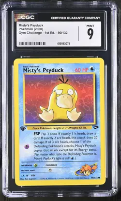 CGC 9 MINT Misty's Psyduck Gym Challenge 1st Edition 90/132 Pokemon Card - Image 1