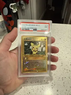 PSA 9 Pichu No. 172 Neo Premium File 2 Promo Reverse Holo Pokemon Card F/S - Image 1