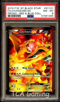 PSA 8 NM-MINT Charizard EX XY121 XY Black Star PROMO FULL ART Pokemon Card 465 - Image 1