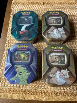 4 x Triple Whammy Collector Tin Case Complete Sealed Tin Set +1 Pokemon TCG - Image 1