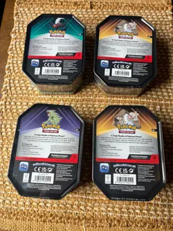 4 x Triple Whammy Collector Tin Case Complete Sealed Tin Set +1 Pokemon TCG - Image 2