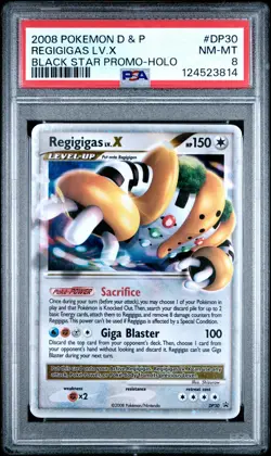 2008 POKEMON DIAMOND & PEARL BLACK STAR PROMO HOLO #DP30 REGIGIGAS LV.X PSA 8 - Image 1