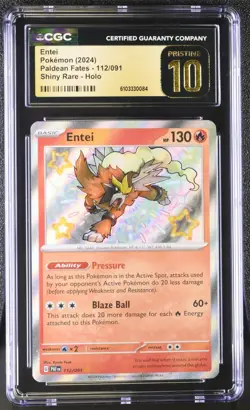 Pokemon TCG - Entei #112 - 112/091- Shiny Rare - Paldean Fates - CGC 10 PRISTINE - Image 1