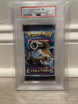 Pokemon Evolutions Booster Pack Mega Blastoise PSA 8 2016 64120027 - Image 1