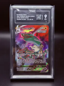 2022 POKEMON SWORD & SHIELD SILVER TEMPEST #TG20 FULL ART/RAYQUAZA VMAX TAG 9 - Image 1