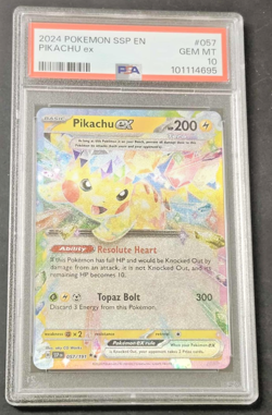 2024 Pokemon SV Surging Sparks SSP EN Pikachu Ex 057/191 PSA 10 - Image 1