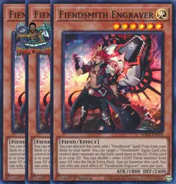 Yugioh! 3x Fiendsmith Engraver RA04-EN049 Ultra Rare 1st Ed NM - Image 1