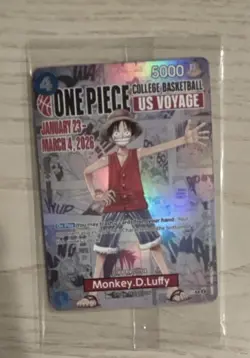 One Piece Bandai Namco Monkey D. Luffy US Voyage Promo Full Art Holo Card - Image 1