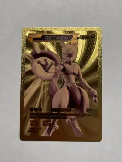 Evil Mewtwo EX Gold Foil Fan Art Display Card Mind Control Card NM/M - Image 1