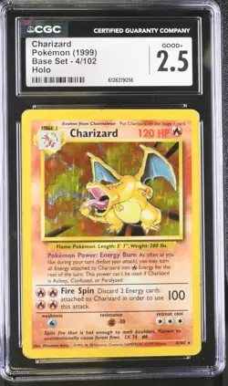 CGC 2.5 Charizard 1999 Base Set 4/102 Holo Pokemon Card - Image 1