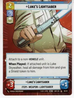 Star Wars Unlimited Hyperspace OP Card 08/20 Lukes Lightsaber - Image 1