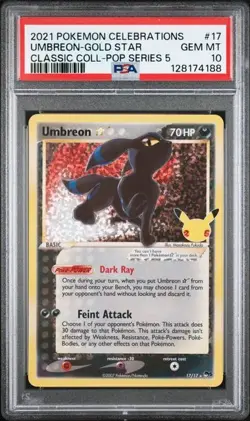 Umbreon 2021 Pokemon Celebrations #17 Gold Star CC Pop Series 5 PSA 10 GEM MINT - Image 1