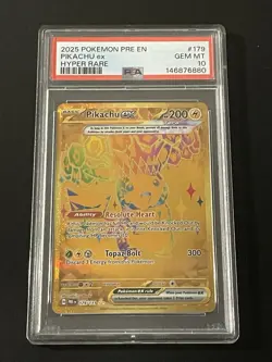 2025 POKEMON PRE EN-PRISMATIC EVOLUTIONS HYPER RARE #179 PIKACHU EX PSA 10 - Image 1