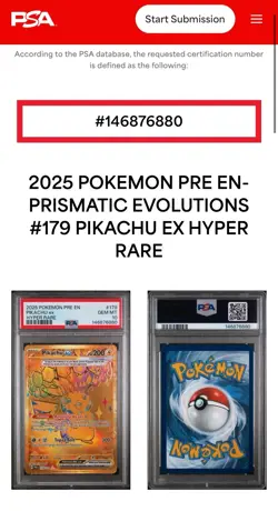 2025 POKEMON PRE EN-PRISMATIC EVOLUTIONS HYPER RARE #179 PIKACHU EX PSA 10 - Image 3