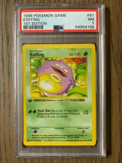 PSA 7 - Pokemon KOFFING - 1st First EDITION Shadowless Base Set - 51/102 - Image 1