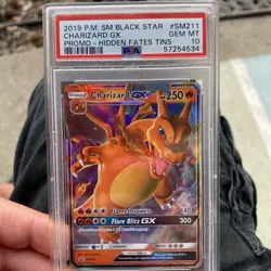 2019 POKEMON SM BLACK STAR PROMO HIDDEN FATES TINS #SM211 CHARIZARD GX PSA 10 - Image 1