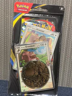 POKEMON TCG Phantasmal Flames Coin Blister Pack – Arven’s Skwovet & Greedent - Image 1