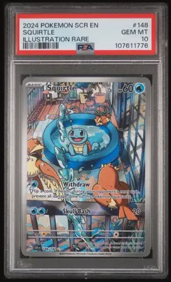 Pokemon TCG Stellar Crown Squirtle #148/142 Illustration Rare Gem Mint PSA 10 - Image 1