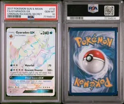2017 POKEMON SUN & MOON CRIMSON INVASION SECRET #112 FULL ART/GYARADOS GX PSA 10 - Image 3