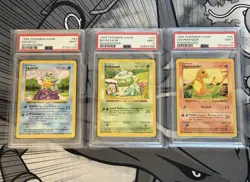 1999 Pokemon Shadowless Starter Set ALL PSA 9 – Bulbasaur, Squirtle, Charmander - Image 1