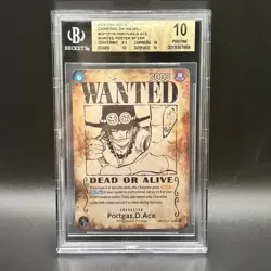 2025 ONE PIECE OP13 EN PORTGAS D. ACE WANTED ALTERNATE ART ERROR BECKETT 10 - Image 1