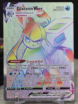 Pokemon Card Glaceon Vmax 208/203 Evolving Skies Rainbow Secret Rare Full Art NM - Image 5