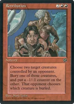 (4x) Retribution - MtG Homelands - Uncommon NM 1995 (c1) - Image 3