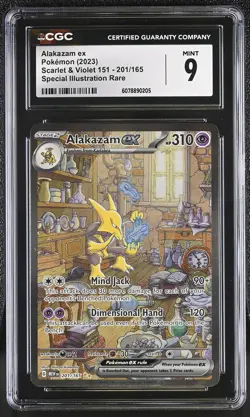 Pokemon TCG GRADED 2023 Alakazam ex 201/165 Scarlet & Violet 151 SIR 9 CGC ENG - Image 1