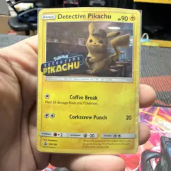 Detective Pikachu SM190 Stamped Holo Card Pokemon Poor Condition - Image 1