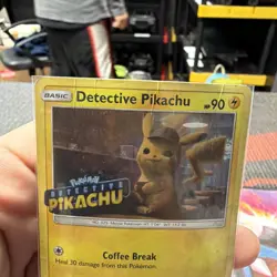 Detective Pikachu SM190 Stamped Holo Card Pokemon Poor Condition - Image 2