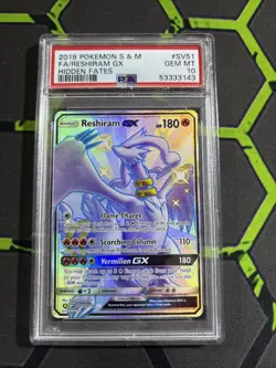 2019 Pokemon Hidden Fates Reshiram Full Art Shiny #SV51 PSA 10 Gem Mint - Image 1