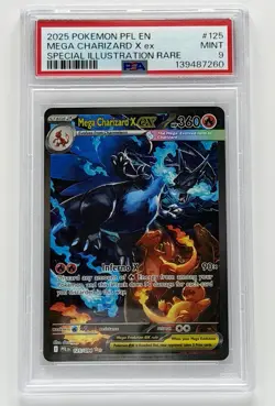 2025 POKEMON PFL EN-PHANTASMAL FLAMES #125 MEGA CHARIZARD X EX PSA 9 - Image 1