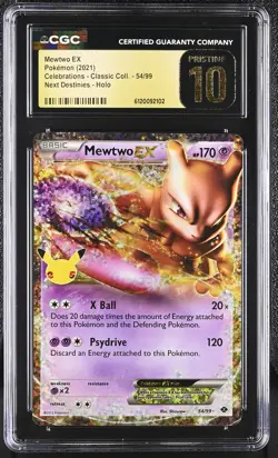 MEWTWO EX Celebrations Next Destinies #54 CGC Pristine 10 Pokemon - Image 1