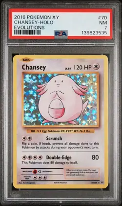 2016 Pokemon Game - XY Evolutions - Holo Foil - 70 Chansey PSA 7 MINT - Image 1