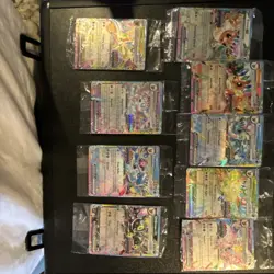 Pokemon TCG Prismatic Evolutions Eevee EX & Flareon EX Holo Lot 10 Cards - Image 1