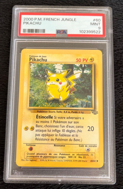 2000 P.M. Pokemon French Jungle Pikachu #60 Card PSA Graded Mint PSA 9 - Image 1