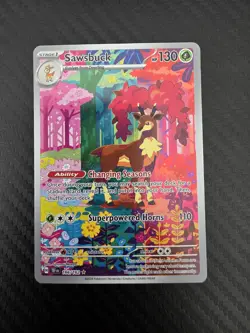Pokemon TCG Sawsbuck Temporal Forces Illustration Rare Card 166/162 NM - Image 1