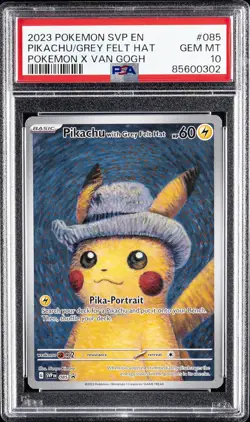 2023 POKEMON SVP EN-SV BLACK STAR PROMO #085 PIKACHU WITH GREY FELT HAT PSA 10 - Image 1