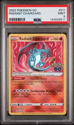 Radiant Charizard 011/078 Pokemon GO PSA 9 Mint 2022 - Image 1